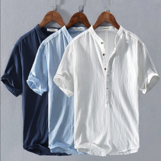 🔥Het rea 49% RABATT🔥Herr ny ledig kortärmad skjorta i linne