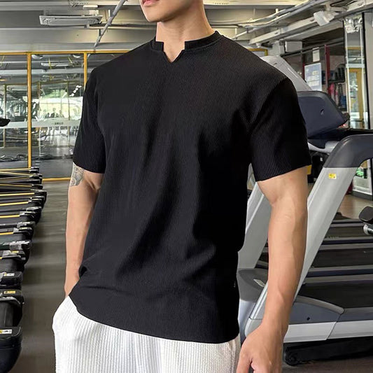 🎁Het rea 46% RABATT⏳ Herr V-halsad kortärmad Muscle Athletic Workout T-shirt