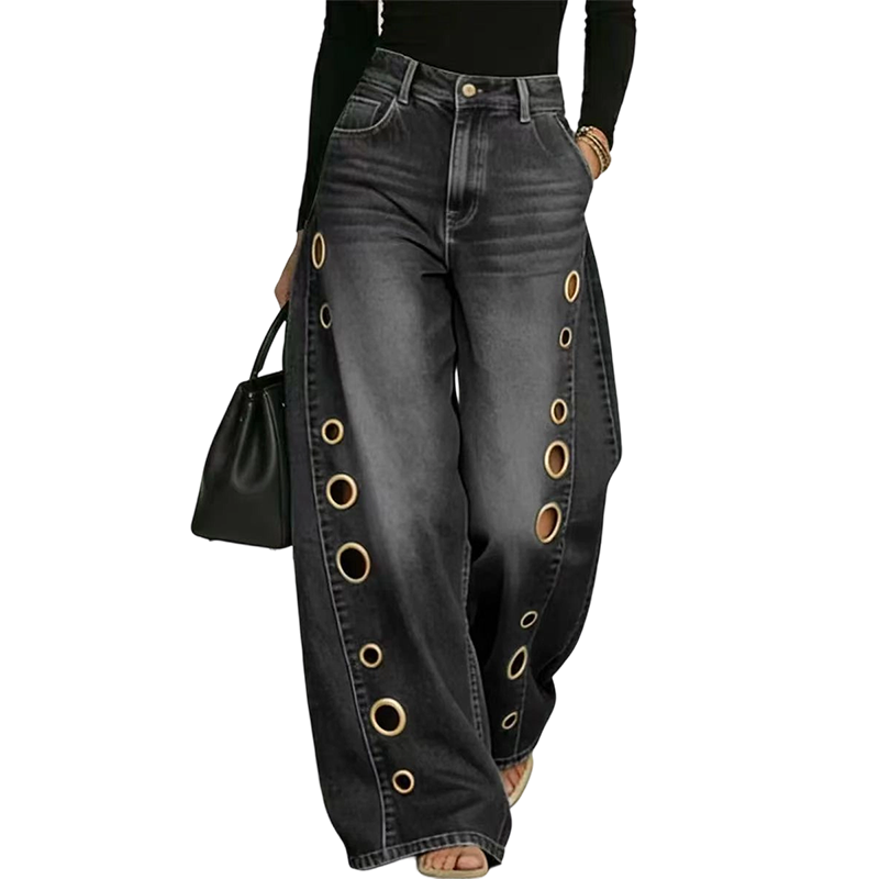 đ„ 50% RABATT đ Komfortabla vida jeans med dekorativa ringar âš Modern design, mjukt material & perfekt för alla tillfĂ€llen đž