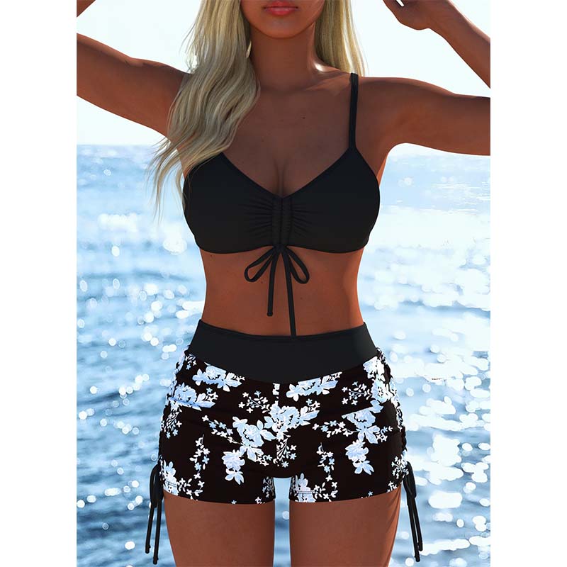 đ„ 50% RABATT â Sommarens favoritbikini âïžâš Dam Bikini Set med snörning & bekvĂ€ma boyshorts 𩱠Stilren passform för strand & semester đ