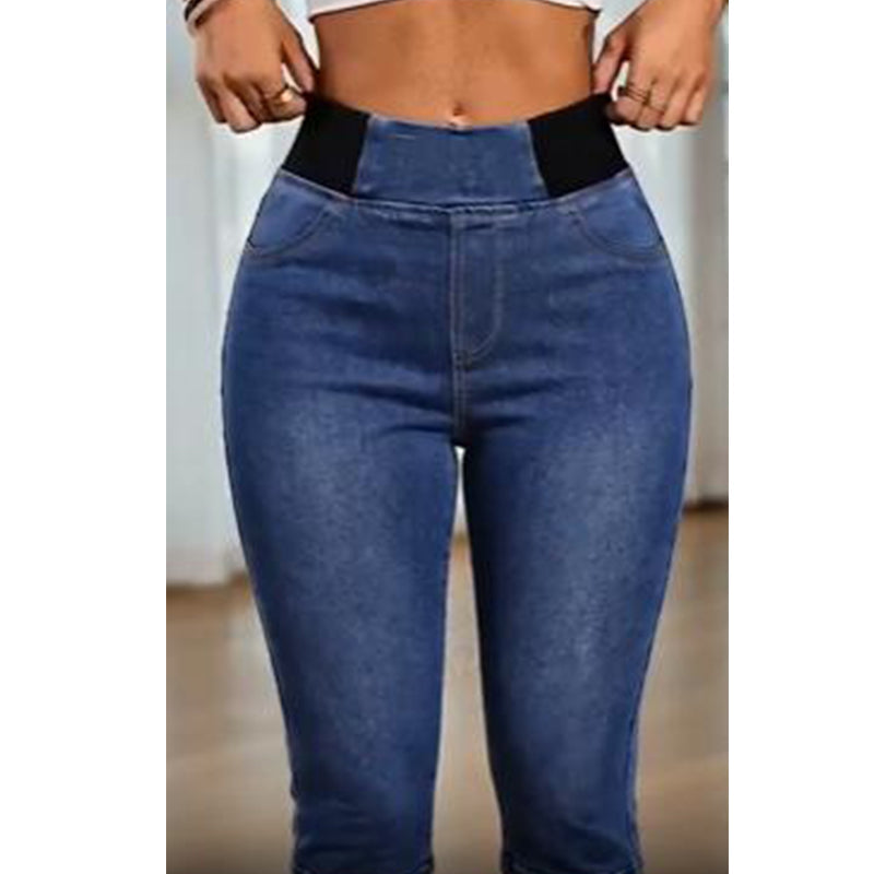 đ„ 50% RABATT đ Högmidjade denim capribyxor för dam âš BekvĂ€m elastisk midja, smickrande passform & perfekt för sommaren âïž