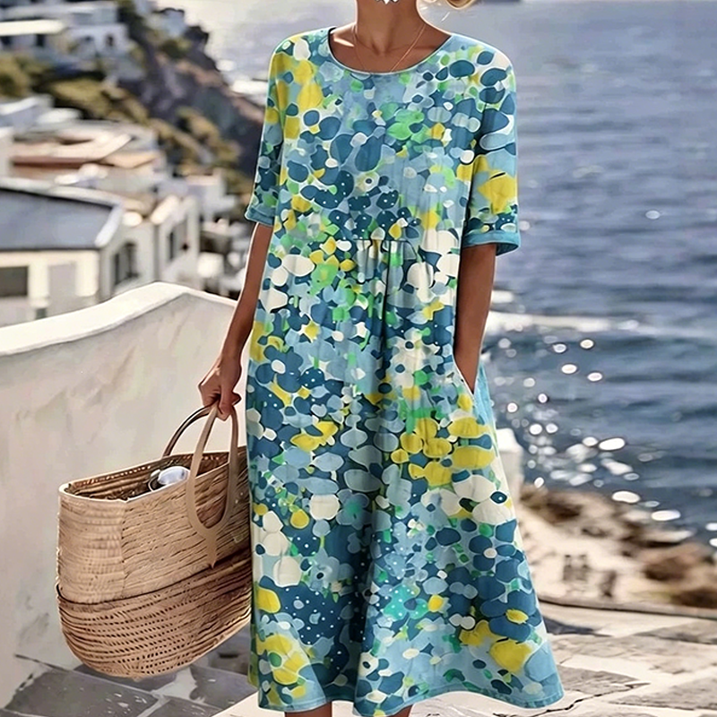 đLöst sittande klĂ€nning med blommönster för damer â JUST NU 50% BILLIGAREđ„