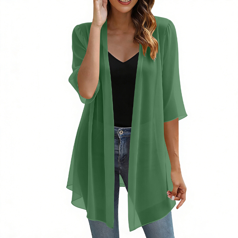 đžLĂ€tt chiffongkofta för damer med öppen framsidaâ Soft, Flowy & Effortlessly Elegant đ