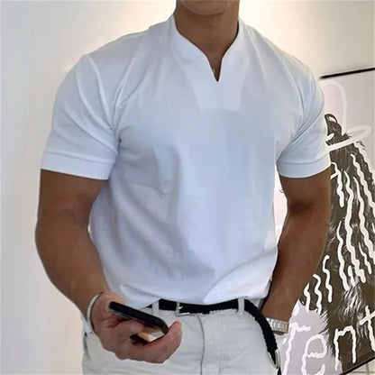 T-shirt Uomo Scollo a V in Cotone Traspirante | Maglietta Elegante Vestibilità Classica
