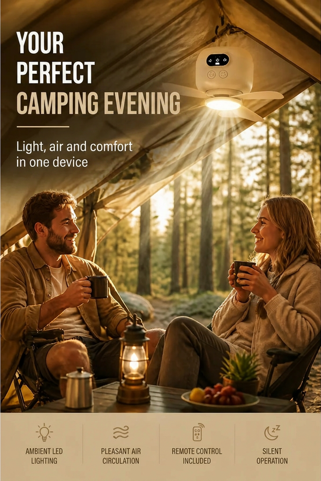 🌿✨ 50% OFF – Smart & portabel takfläkt med LED-lampa 🌬️ Skapa en sval och behaglig känsla var du än är 💡