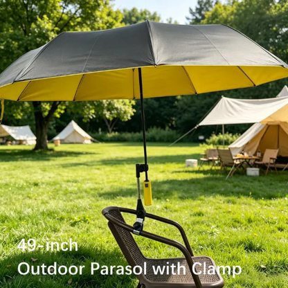 🔥 50% RABATT ☀️ Outdoor Camping Solskydds-Paraply med klämma ⛺ 49-tums stor kupa – UV-skydd, lätt & perfekt för strand, golf, fiske och utomhusaktiviteter 🌿
