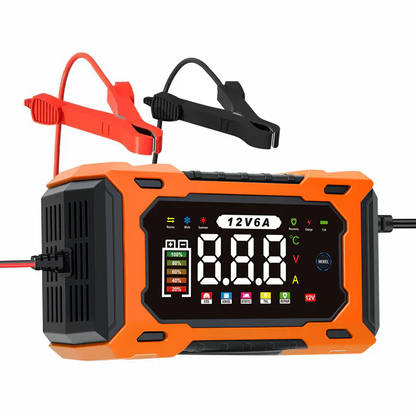 🔋50 % RABATT!🚗Smart bilbatteriladdare 12 V 6 A – Impulsreparationsfunktion, LCD-skärm och maximal säkerhet 🛡️