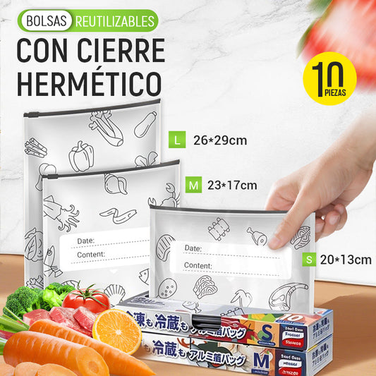 🔥Éxito de ventas mundial🍗 ¡Oferta por tiempo limitado! Compra 3 y llévate 2 gratis🥦Bolsas de almacenamiento reutilizables con cierre hermético de papel de aluminio.