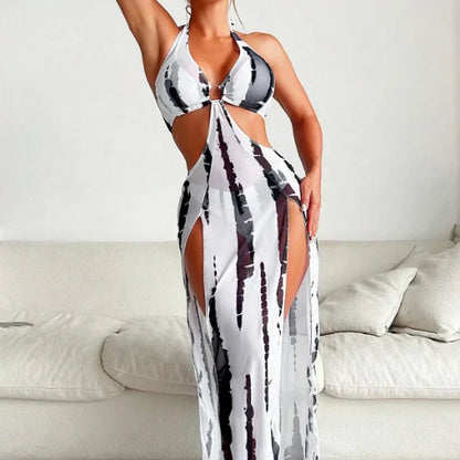 🔥 50% RABATT 👙 Randig tvådelad bikini ✨ Knythalter, smickrande passform & stilren strandlook för sommaren 🌊☀️