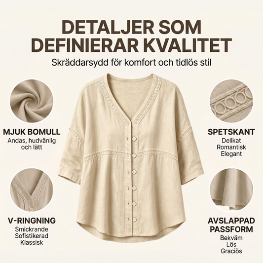 💥50% RABATT！👕🌸 V-ringad spetsblus med knappar – på sommarens favorittopp✨