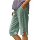 ⏳Offerta a tempo limitato⏰Pantaloni capri casual a tinta unita con tasche da donna