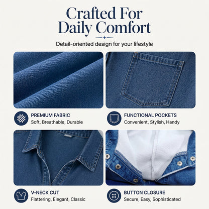 👗 Få 60 % rabatt nu! 👖 Midiklänning i denim med fickor – Mjukt denimtyg, avslappnad passform – Praktiska fickor, perfekt för vardagsbruk – Bekväm och mångsidig ✨🌸