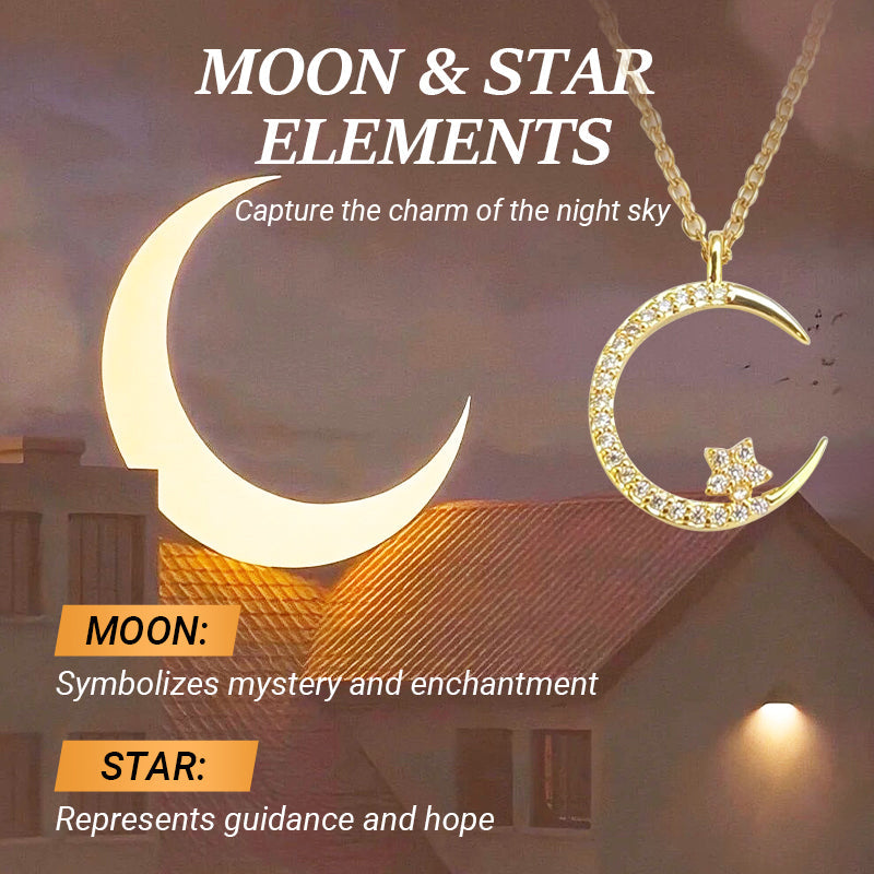🌙 50% RABATT NU ! ✨ Mån- och Stjärnhalsband – Delikat Silverfärgad Kedja, Glimrande Pendant & Romantisk Symbol 💫