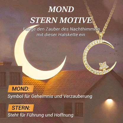 🌙Funkelnde Mond & Stern Halskette