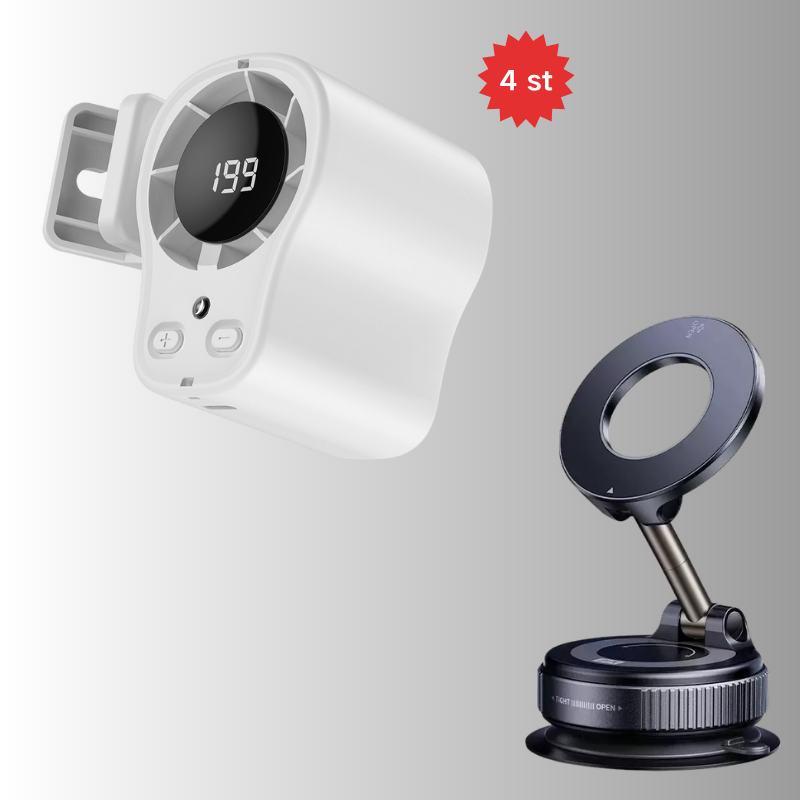 ❄️⏰ HALVA PRISET 🚗 Bärbar handsfree-fläkt med LED-display 🔥 stark luftström, stabil montering & perfekt för heta dagar 🔋