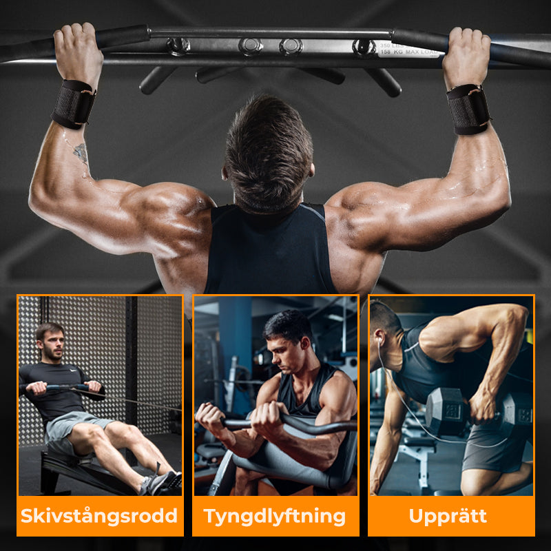 🔥 50% RABATT 💪 Tunga lyftremmar med handledskrok för styrketräning 🏋️‍♂️ Maximal greppstyrka & bättre kontroll vid tunga lyft ✨