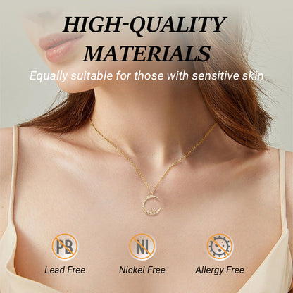 🌙 50% RABATT NU ! ✨ Mån- och Stjärnhalsband – Delikat Silverfärgad Kedja, Glimrande Pendant & Romantisk Symbol 💫