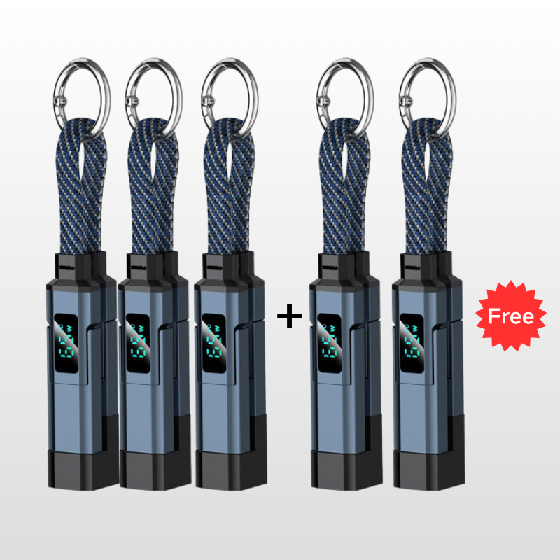 ⚡ 50% RABATT 💎 Multifunktionell 4-i-1 laddningskabel med nyckelring 🔑 liten, smart & extremt praktisk ✨