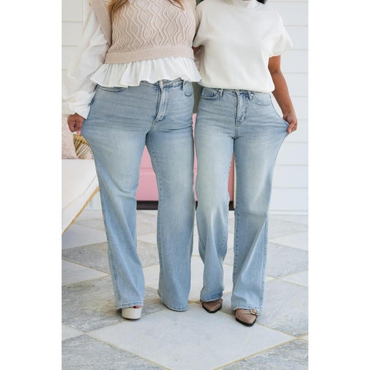 🍃 Vintage-Waschungen mit hohem Bauch und Bauchkontrolle Jeans mit geradem Bein