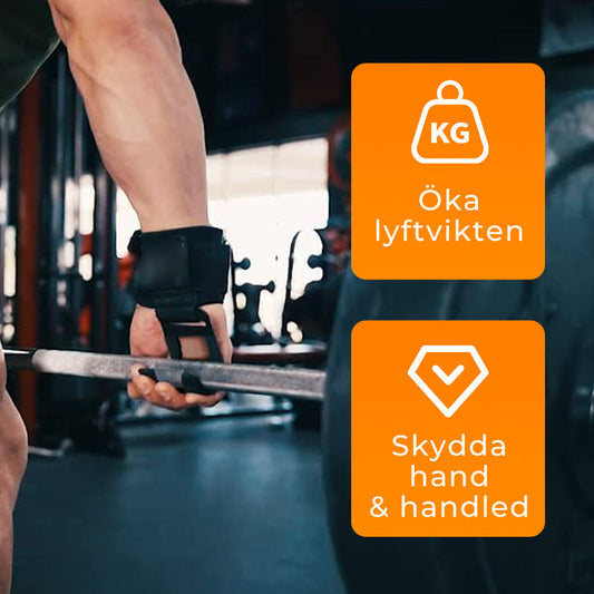 🔥 50% RABATT 💪 Tunga lyftremmar med handledskrok för styrketräning 🏋️‍♂️ Maximal greppstyrka & bättre kontroll vid tunga lyft ✨