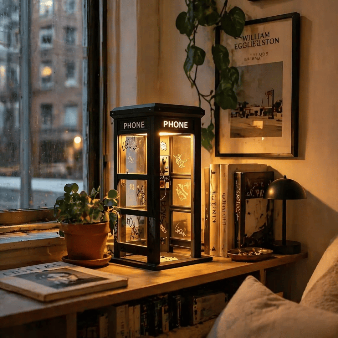 ✨⏰ LIMITED EDITION Vintage Telefonkiosk-Stimmungsleuchte – nostalgisches Design trifft warmes Ambientelicht 💡📞