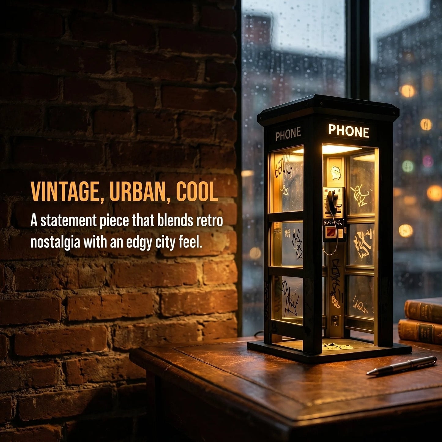 ✨⏰ LIMITED EDITION Vintage Telefonkiosk-Stimmungsleuchte – nostalgisches Design trifft warmes Ambientelicht 💡📞