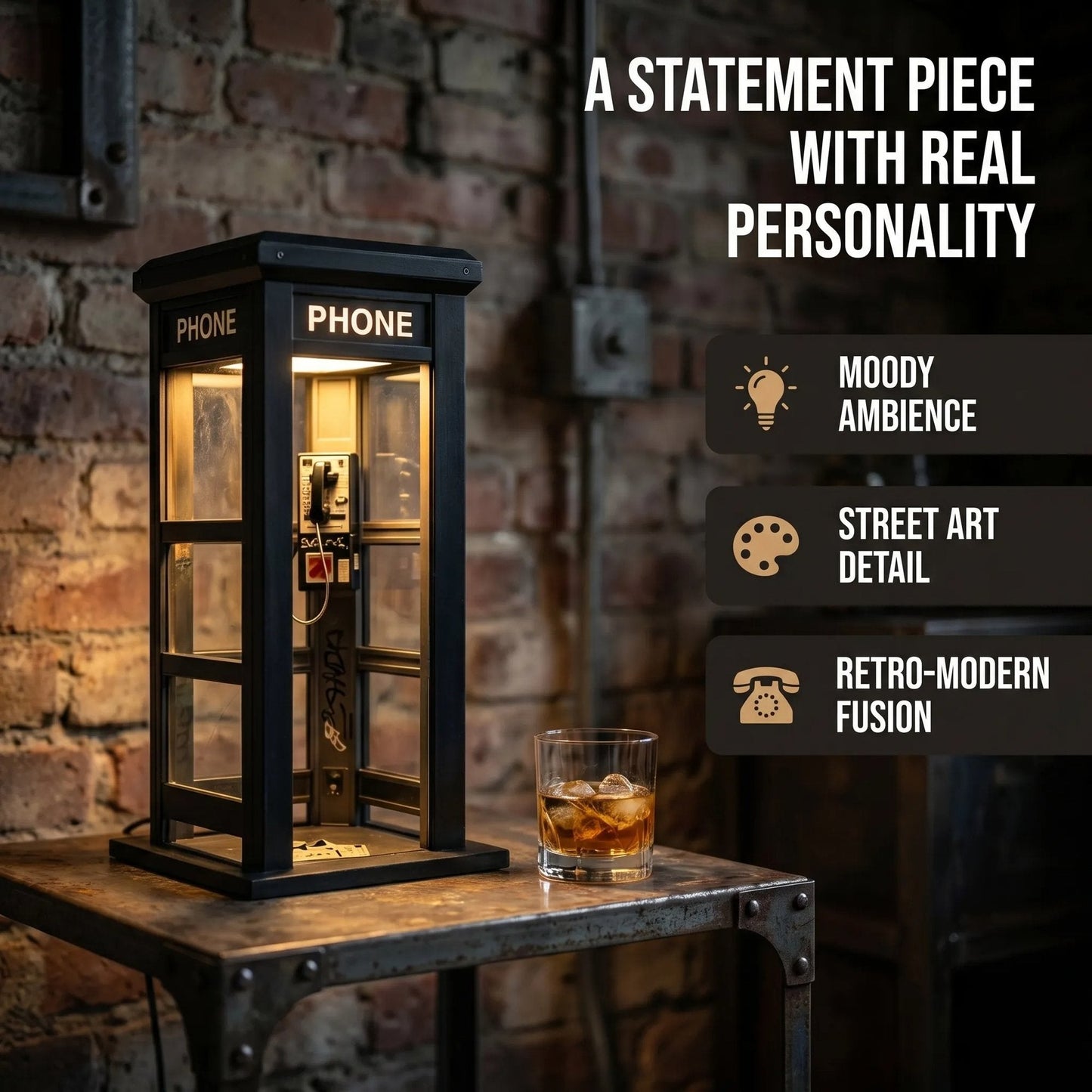 ✨⏰ LIMITED EDITION Vintage Telefonkiosk-Stimmungsleuchte – nostalgisches Design trifft warmes Ambientelicht 💡📞