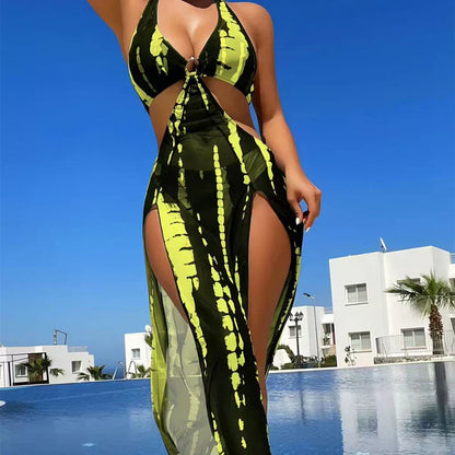 🔥 50% RABATT 👙 Randig tvådelad bikini ✨ Knythalter, smickrande passform & stilren strandlook för sommaren 🌊☀️