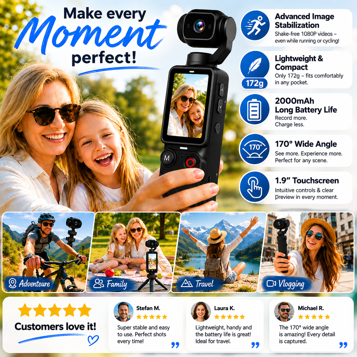 🔥 50% RABATT + 🚚 FRI FRAKT 📸✨ Skapa minnen som ser fantastiska ut direkt från kameran – kompakt design, vikbar skärm & perfekta selfies 💖