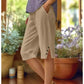 ⏳Offerta a tempo limitato⏰Pantaloni capri casual a tinta unita con tasche da donna