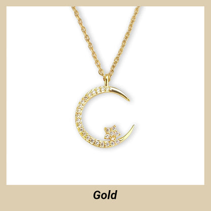 🌙 50% RABATT NU ! ✨ Mån- och Stjärnhalsband – Delikat Silverfärgad Kedja, Glimrande Pendant & Romantisk Symbol 💫