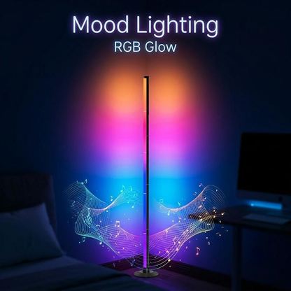 💥 50% RABATT 🌈 RGB Corner Floor Lamp 💡 Justerbart ljus, modern stil & perfekt för vardagsrum, sovrum eller spelhörna ✨