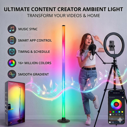 💥 50% RABATT 🌈 RGB Corner Floor Lamp 💡 Justerbart ljus, modern stil & perfekt för vardagsrum, sovrum eller spelhörna ✨