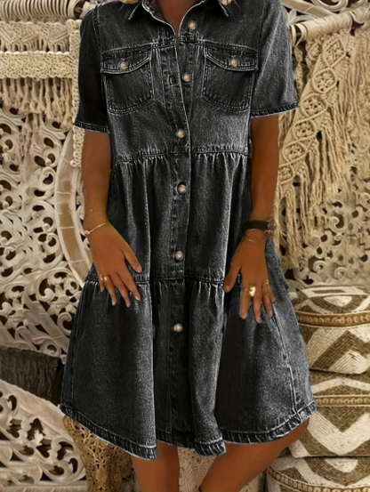 🔥 HALVA PRISET 👗 Elegant denimklänning för damer ✨ Tidlös stil, hög komfort & en favorit hela sommaren ☀️