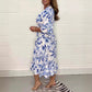 🌸✨👗Elegant V-ringad klänning med botaniskt tryck för kvinnor