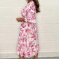 🌸✨👗Elegant V-ringad klänning med botaniskt tryck för kvinnor