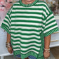💐💜💚Lös Casual Randig T-shirt för kvinnor