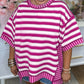 💐💜💚Lös Casual Randig T-shirt för kvinnor