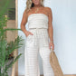 👒🤩Sommar enkel randig axelbandslös jumpsuit med vida ben🌸