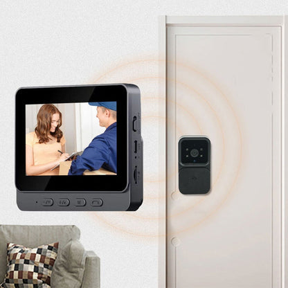 🚪 50% RABATT NU ! 🔥 Trådlös Dörrklocka med Kamera – 1080p, 170° Vinkel, 4,3-tums Skärm, IPX65 Vattentät & Mörkerseende ✨