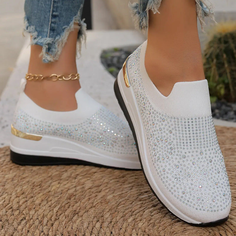 🔥 50% RABATT 👟✨ Andningsbara mesh-sneakers med strass för dam 💎 Lätta, bekväma & eleganta hela dagen 🌿