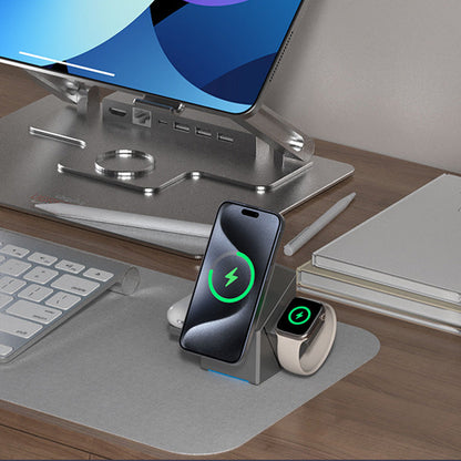 ⚡️ Exklusiv Rea -50%! 📱 3-i-1 Faltbart Magnetiskt Laddstation – Perfekt för Hem, Arbete & Resor ✨ | 15W Snabbladdning, Multidevice & Kompakt!