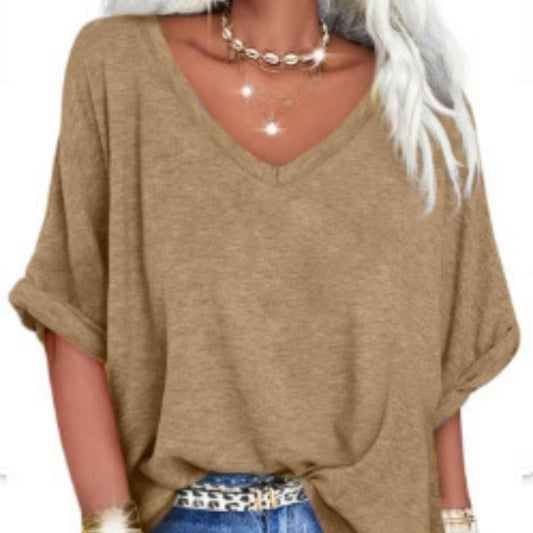 👕🔥 50% RABATT 🌸 Damen V-Ausschnitt Top – lässig, locker & stylisch für heiße Sommertage ☀️✨