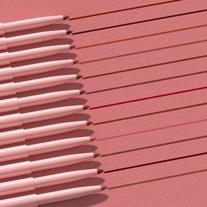 🔥Het säljerbjudande—Set med 12 matta läppstift och läppenna (trähandtag)—Skapa en sofistikerad läpplook, lämplig för alla stilar ✨
