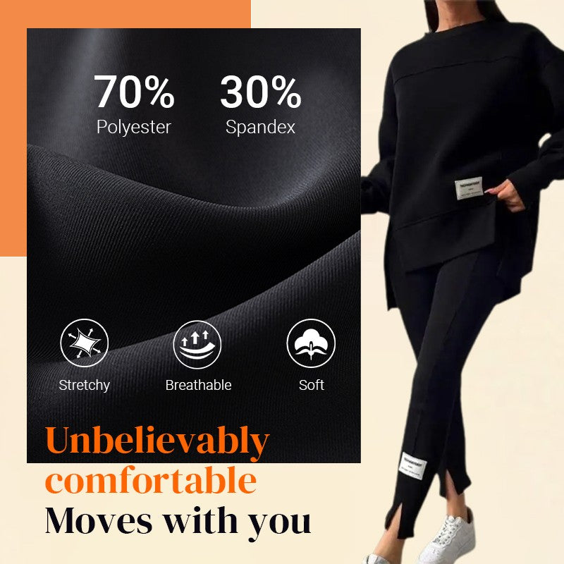 👚🧘‍♀️ Avslappnat Set med Sweatshirt och Leggings – Bekvämt, Trendigt & Perfekt för Träning eller Avkoppling 🏃‍♀️📦