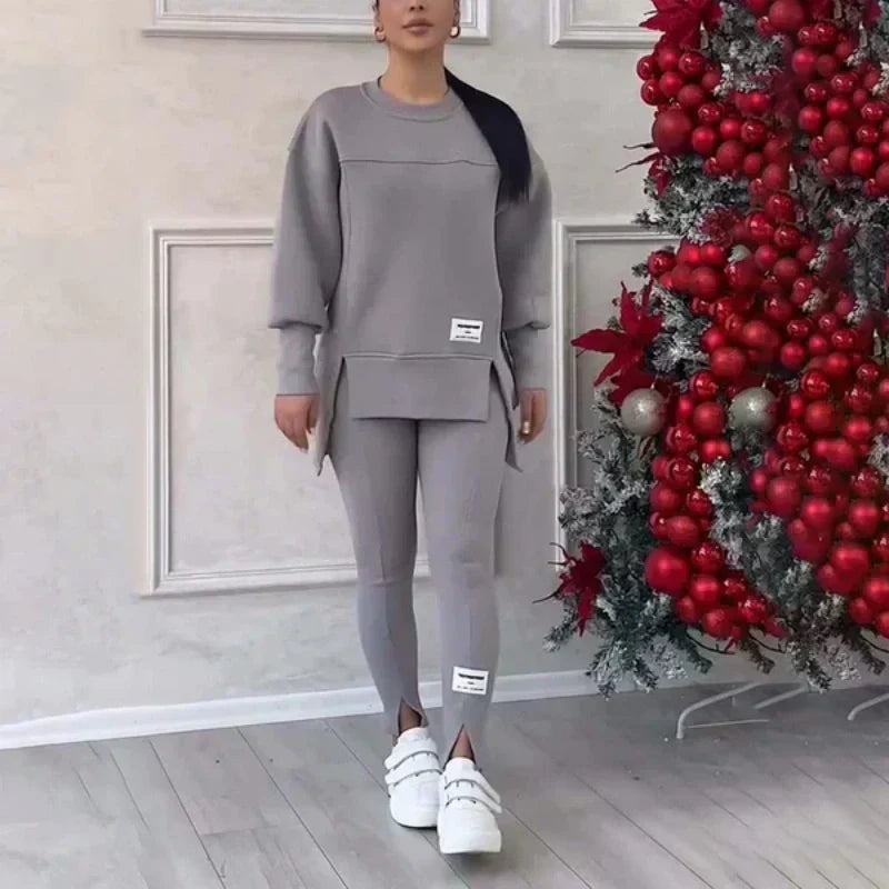 👚🧘‍♀️ Avslappnat Set med Sweatshirt och Leggings – Bekvämt, Trendigt & Perfekt för Träning eller Avkoppling 🏃‍♀️📦