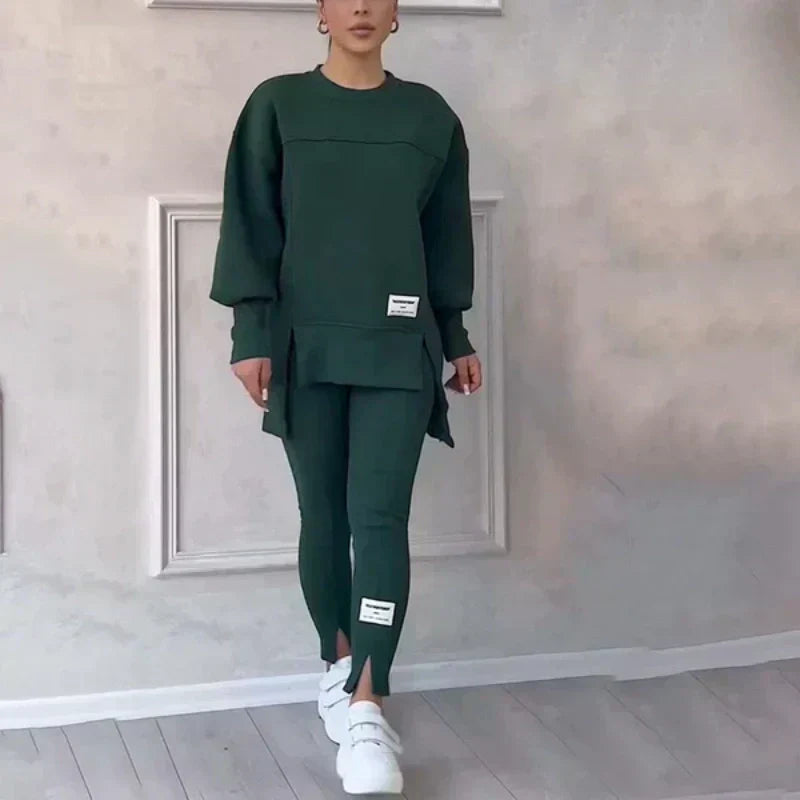 👚🧘‍♀️ Avslappnat Set med Sweatshirt och Leggings – Bekvämt, Trendigt & Perfekt för Träning eller Avkoppling 🏃‍♀️📦