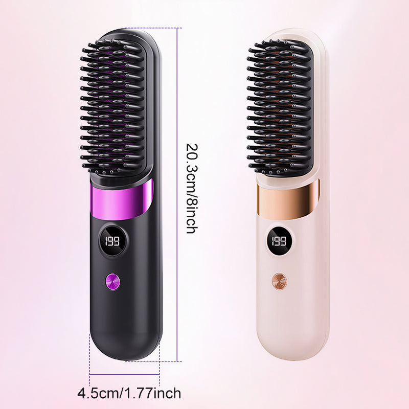 💇‍♀️🔥 Sladdlös 3-i-1-plattång – Rätar ut, lockar och slätar ut håret i en borste – USB-C-laddning, 4 temperaturinställningar – Skapa den perfekta frisyren när som helst, var som helst! ✨