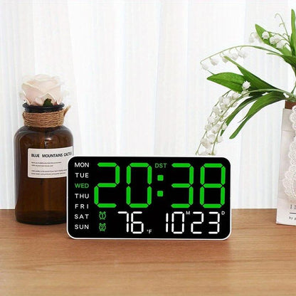 ⏰ Endast nu 49% rabatt!🔥Stor digital väggklocka med LED-display, datum och termometer