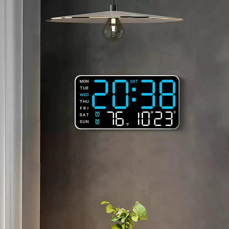 ⏰ Endast nu 49% rabatt!🔥Stor digital väggklocka med LED-display, datum och termometer